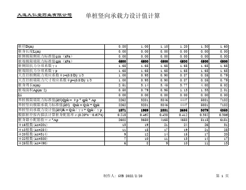 灌注桩及大直径桩竖向承载力设计值