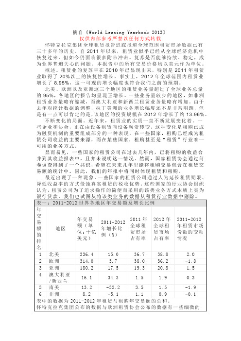 2012全球租赁年报简略