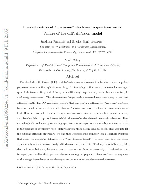Spin relaxation of upstream electrons in quantum wires Failure of the drift diffusion model