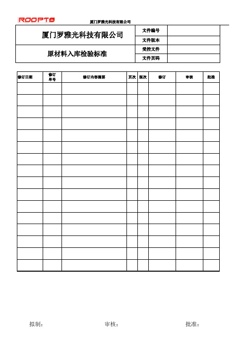 原材料入库检验标准-电子