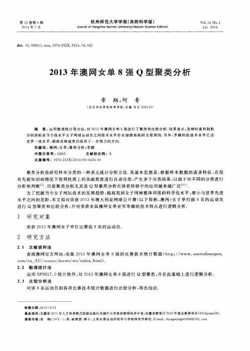 2013年澳网女单8强Q型聚类分析