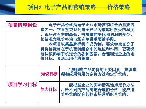 项目5 -任务1- 认识影响电子产品定价的因素