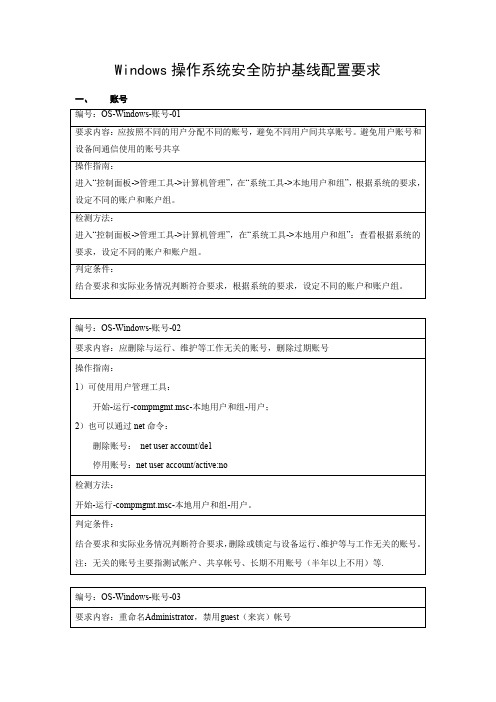 Windows操作系统安全防护基线配置要求