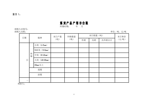 煤炭产品产销存台账