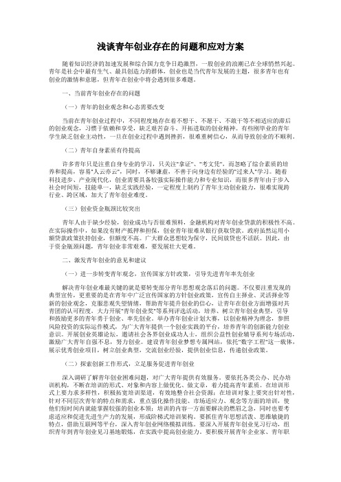 浅谈青年创业存在的问题和应对方案