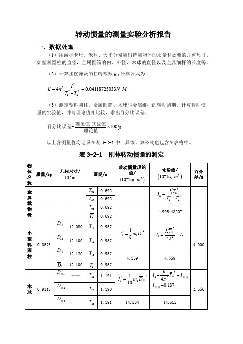 转动惯量的实验分析报告