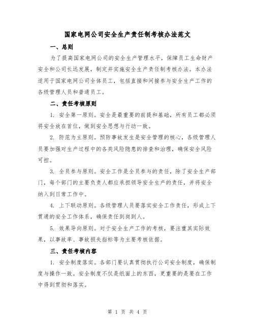 国家电网公司安全生产责任制考核办法范文（二篇）