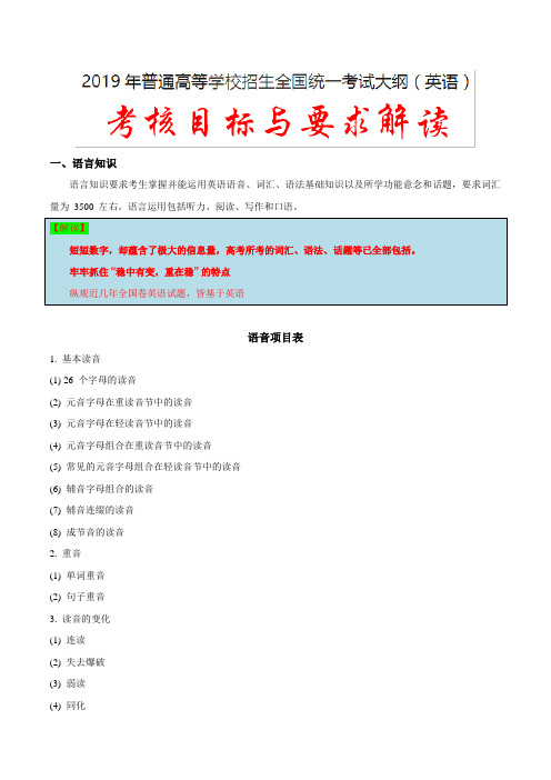 解读01 考核目标和要求-2019年高考英语考试大纲解读