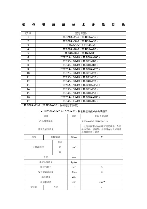 铝包钢绞线技术参数目录