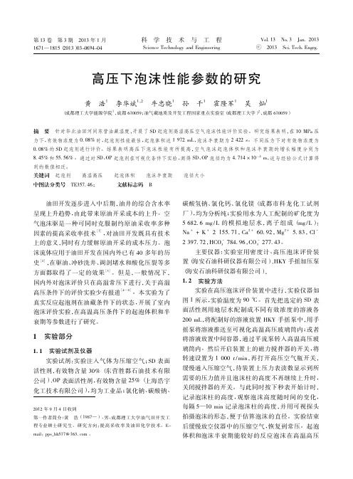 高压下泡沫性能参数的研究