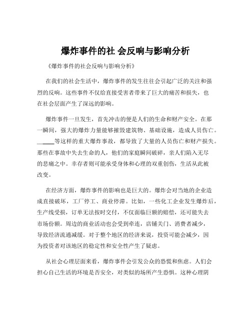 爆炸事件的社 会反响与影响分析