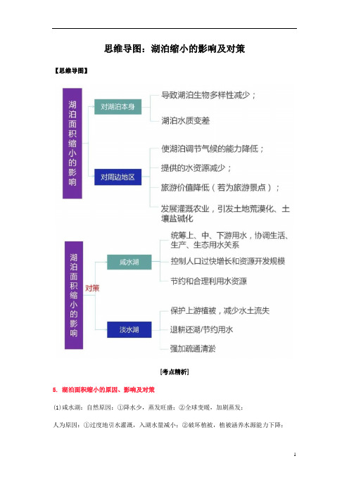 高三二轮复习专项思维导图：湖泊缩小的影响及对策