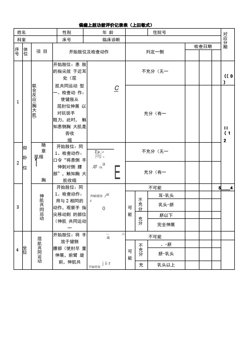 上田敏肢体功能评定表