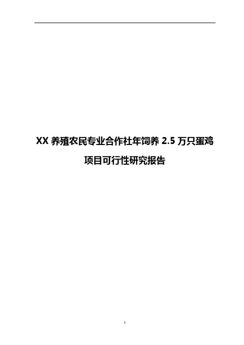 XX养殖农民专业合作社年饲养2.5万只蛋鸡项目可行性研究报告