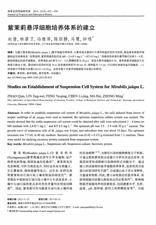 紫茉莉悬浮细胞培养体系的建立