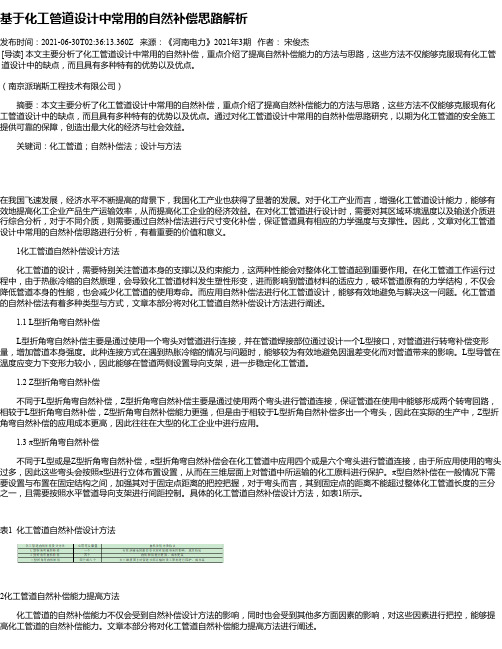 基于化工管道设计中常用的自然补偿思路解析