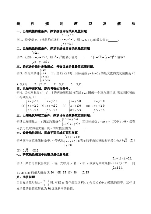 线性规划题及答案