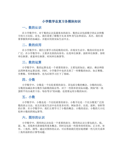 小学数学总复习各模块知识