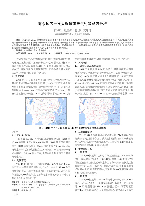 海东地区一次大到暴雨天气过程成因分析