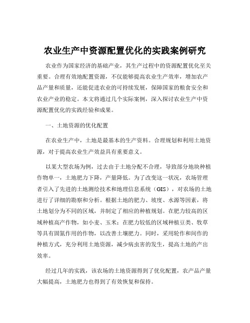 农业生产中资源配置优化的实践案例研究