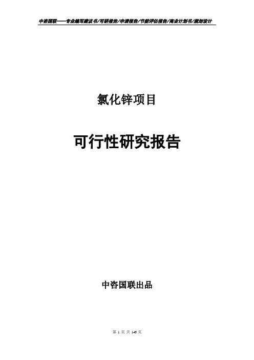 氯化锌项目可行性研究报告