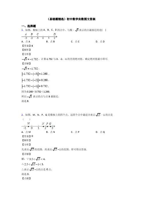 (易错题精选)初中数学实数图文答案