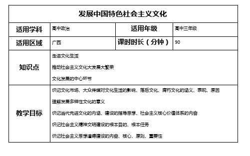 发展中国特色社会主义文化教案