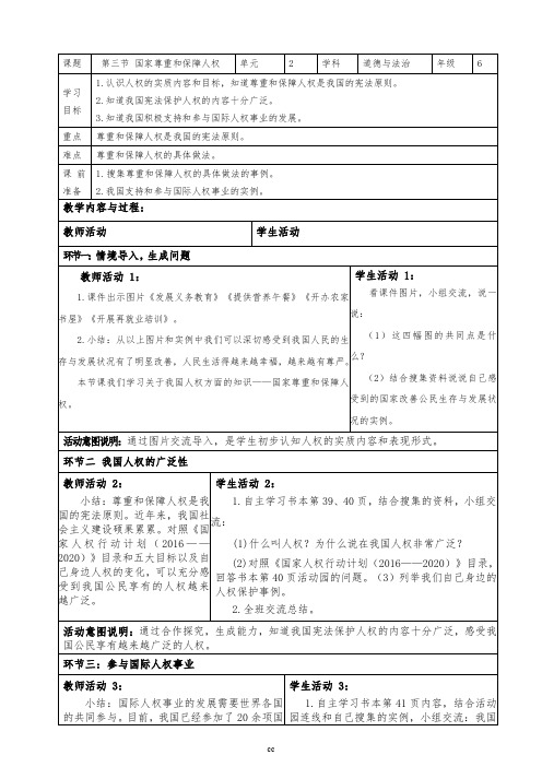 部编版六年级上册道德与法治第四课第三节国家尊重和保护人权