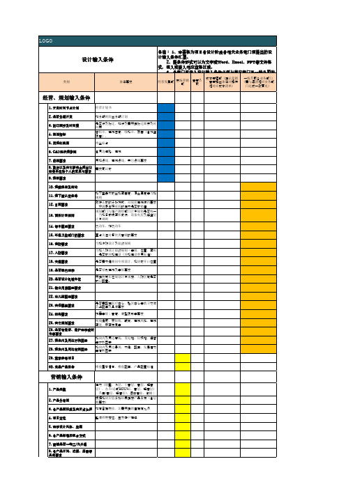 设计输入条件模板