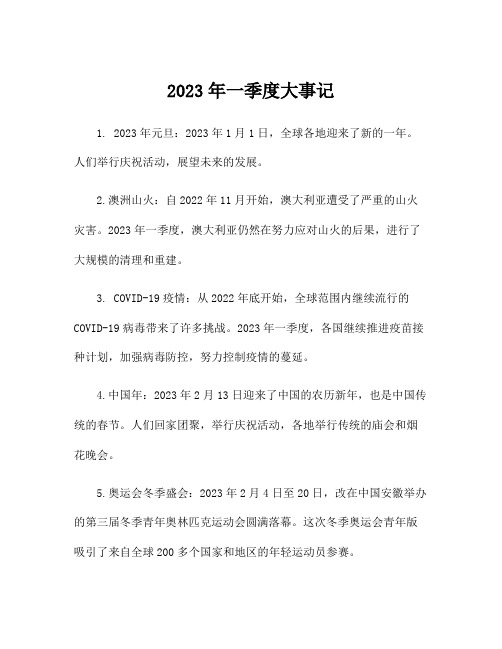 2023年一季度大事记