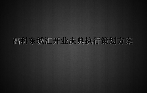 高科东城汇开业庆典活动执行策划方案