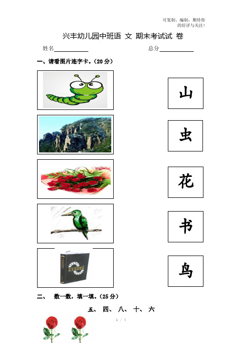2010-2011学年度第二学期幼儿园中班期末语文