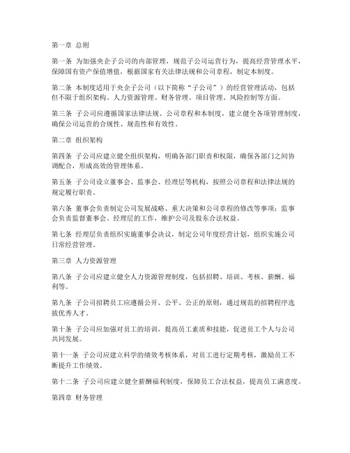 央企子公司综合管理制度