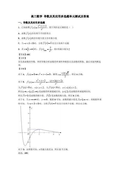 高三数学 导数及其应用多选题单元测试及答案