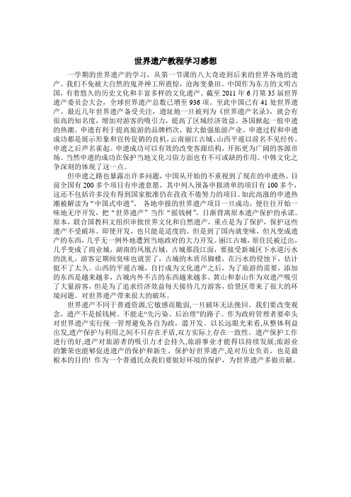 世界遗产学习感想