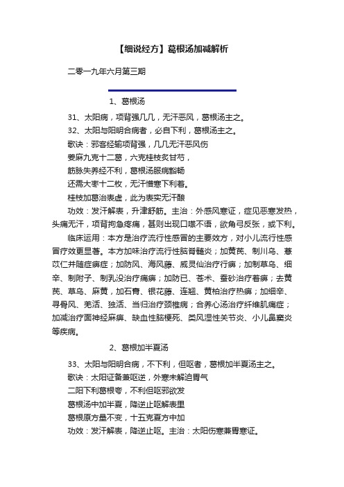 【细说经方】葛根汤加减解析