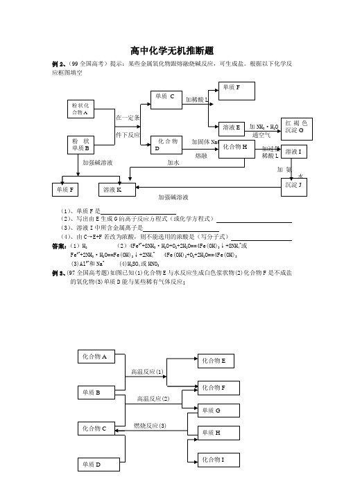 高中化学无机推断题