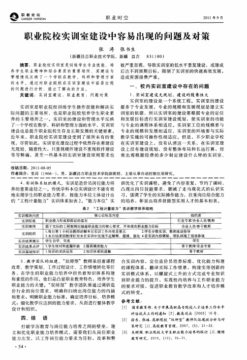 职业院校实训室建设中容易出现的问题及对策