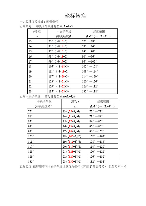 坐标转换公式说明