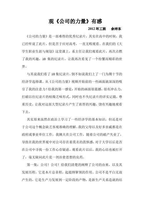《 公司的力量 》 读后感