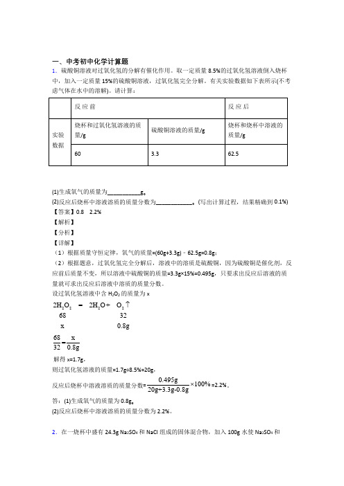 中考化学(计算题提高练习题)压轴题训练含详细答案