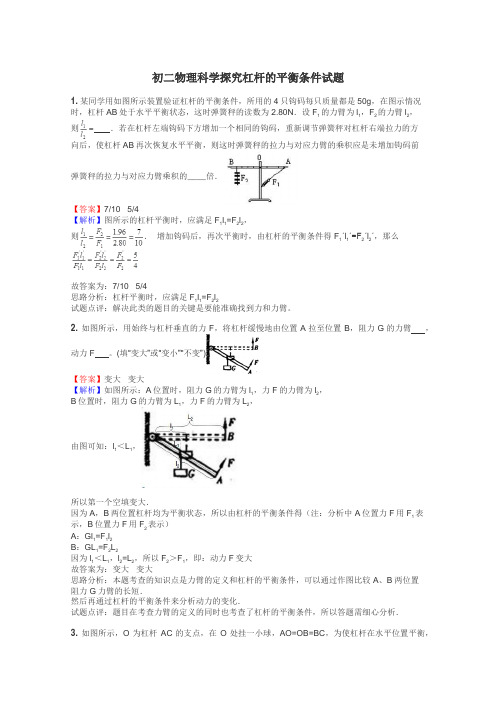 初二物理科学探究杠杆的平衡条件试题
