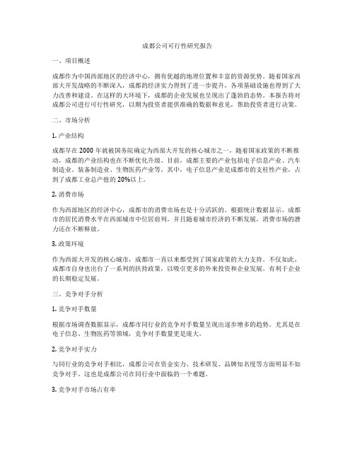 成都公司可行性研究报告