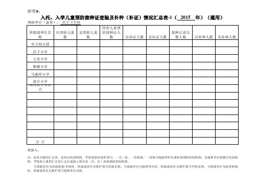 接种证查验表格(实用版)