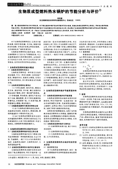 生物质成型燃料热水锅炉的节能分析与评价