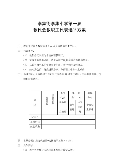 教代会教职工代表选举方案