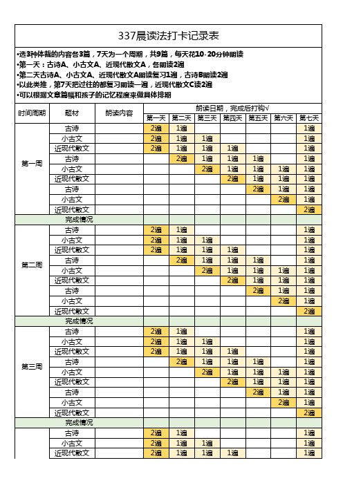 337晨读法打卡表