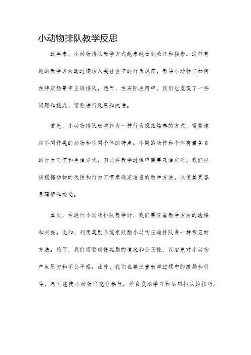 小动物排队教学反思