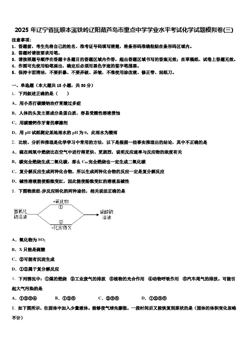 2025年辽宁省抚顺本溪铁岭辽阳葫芦岛市重点中学学业水平考试化学试题模拟卷(三)含解析