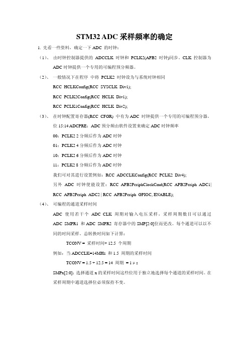 STM32 ADC采样频率的确定